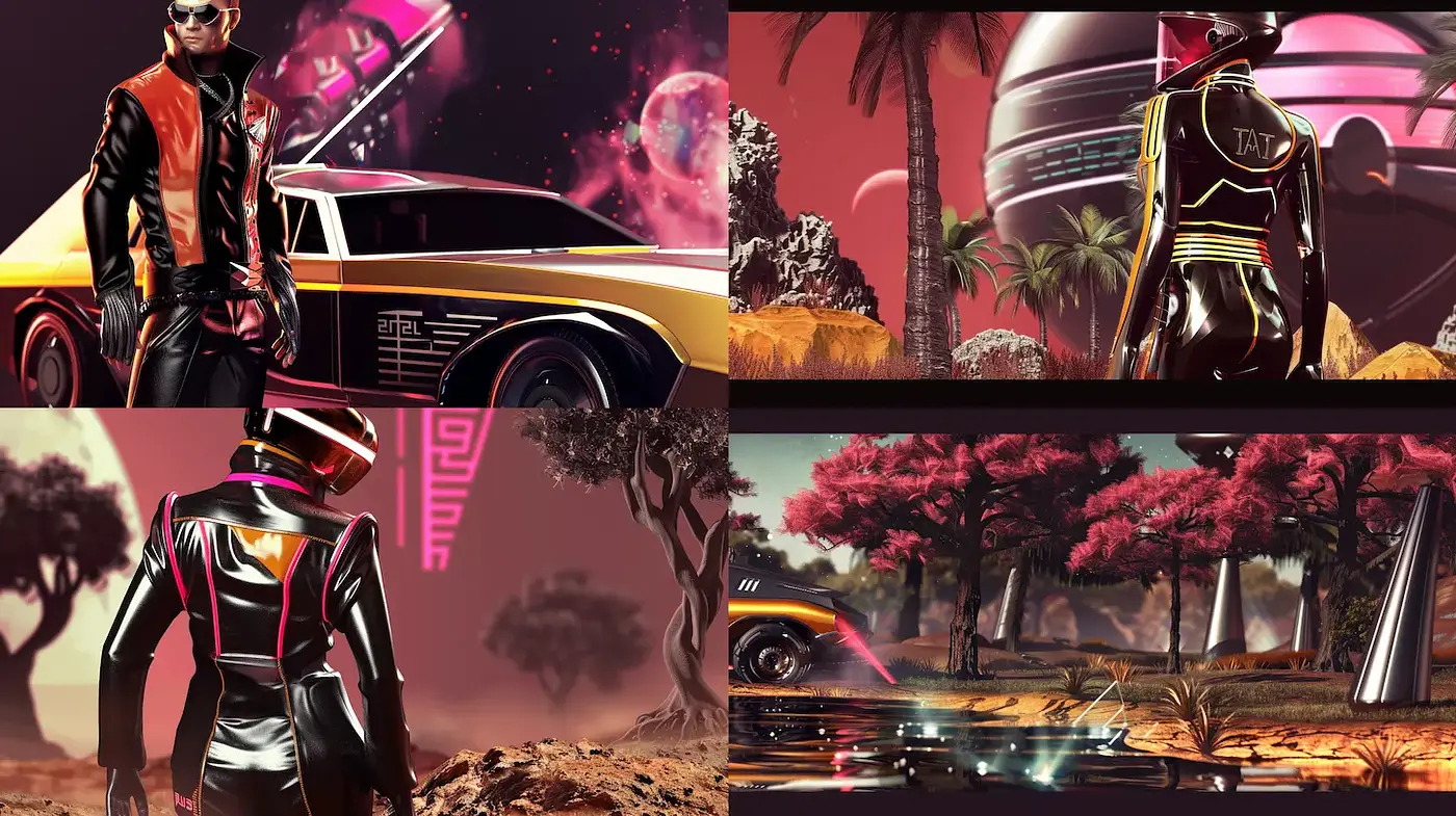 Futuristic Retro Aesthetic with a Neon Glow - Midjourney sref style
