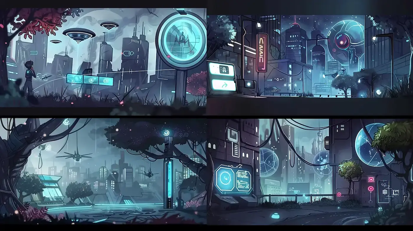 Futuristic Metropolis at Twilight: A Homage to Digital Cyberpunk Aesthetics - Midjourney sref style