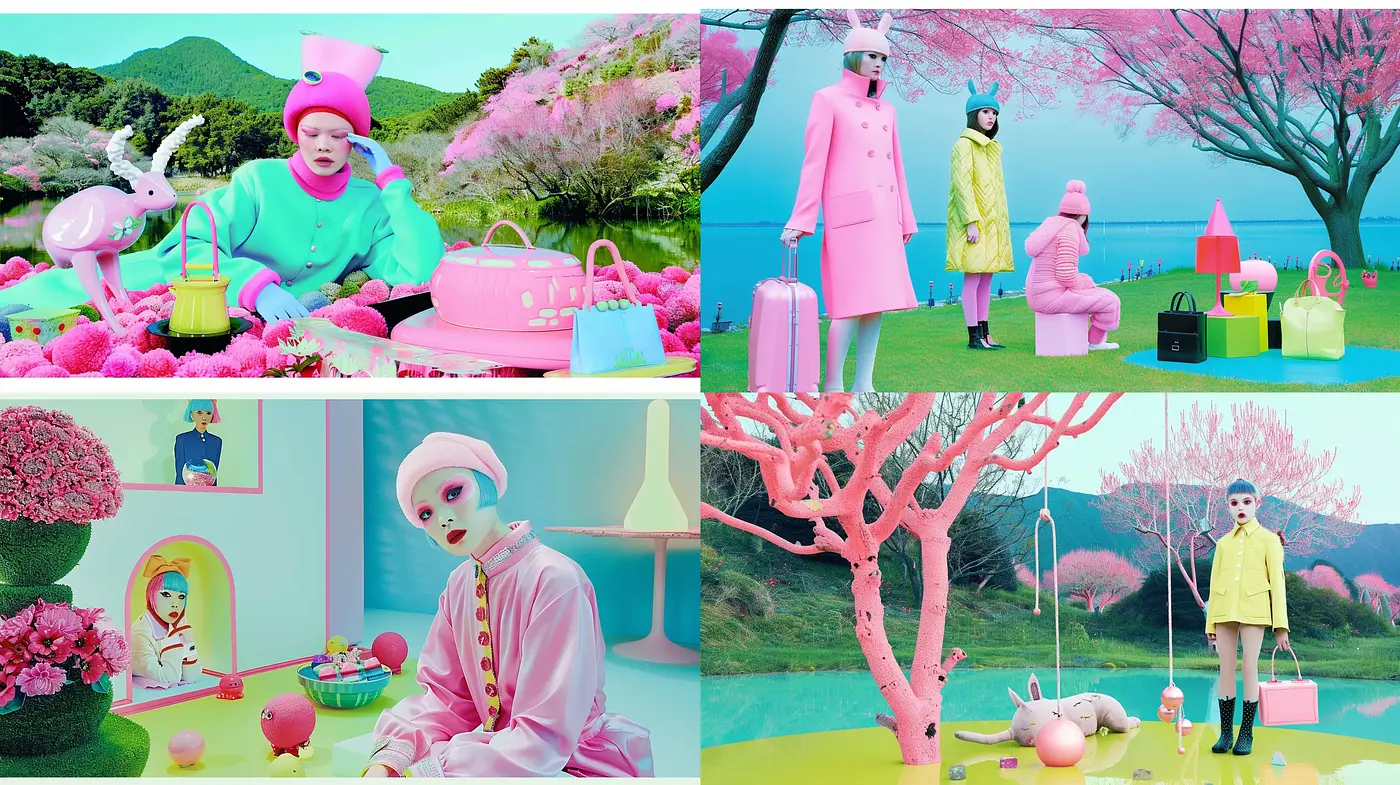 Surreal Candy-Colored Pastoral Dreamscapes - Midjourney sref style