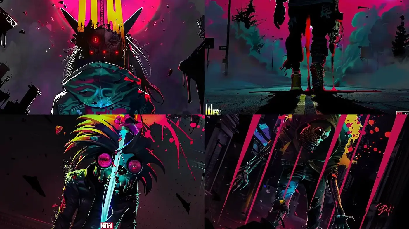 Dynamic and Vivid Cyberpunk Aesthetic with Distinctive Visual Impact - Midjourney sref style