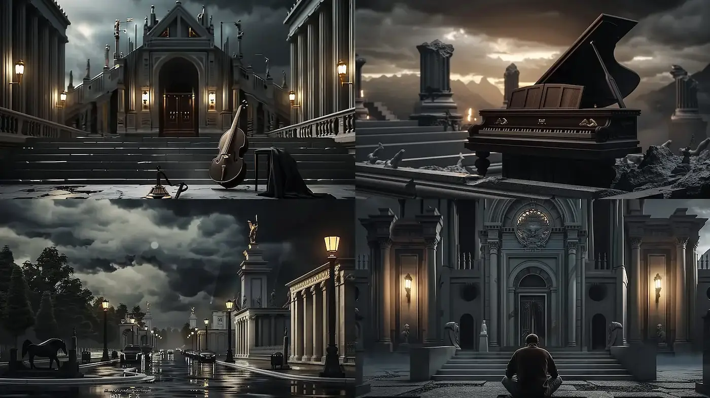 Dramatic and Atmospheric Architectural Fantasy - Midjourney sref style