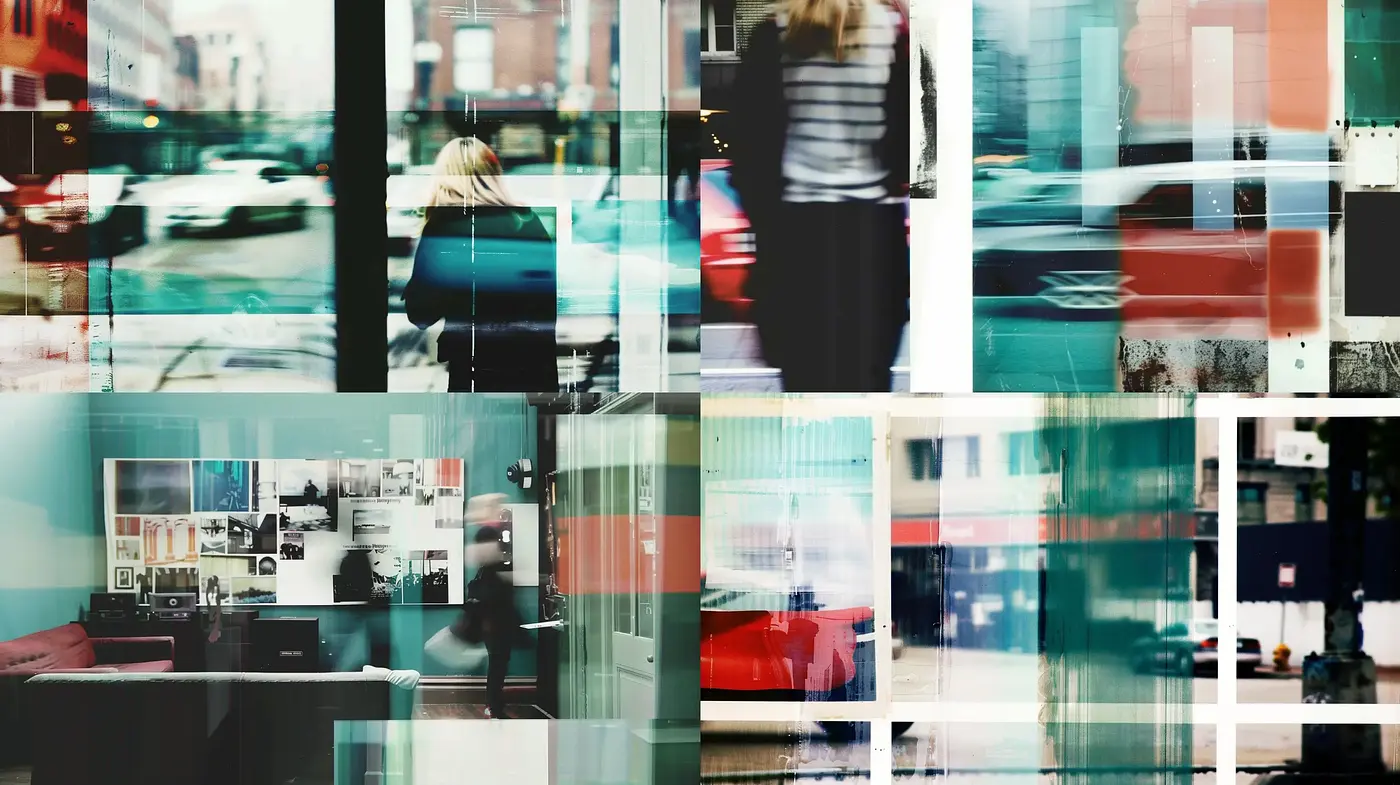 Fragmented Urban Juxtaposition with a Cinematic Lens - Midjourney sref style