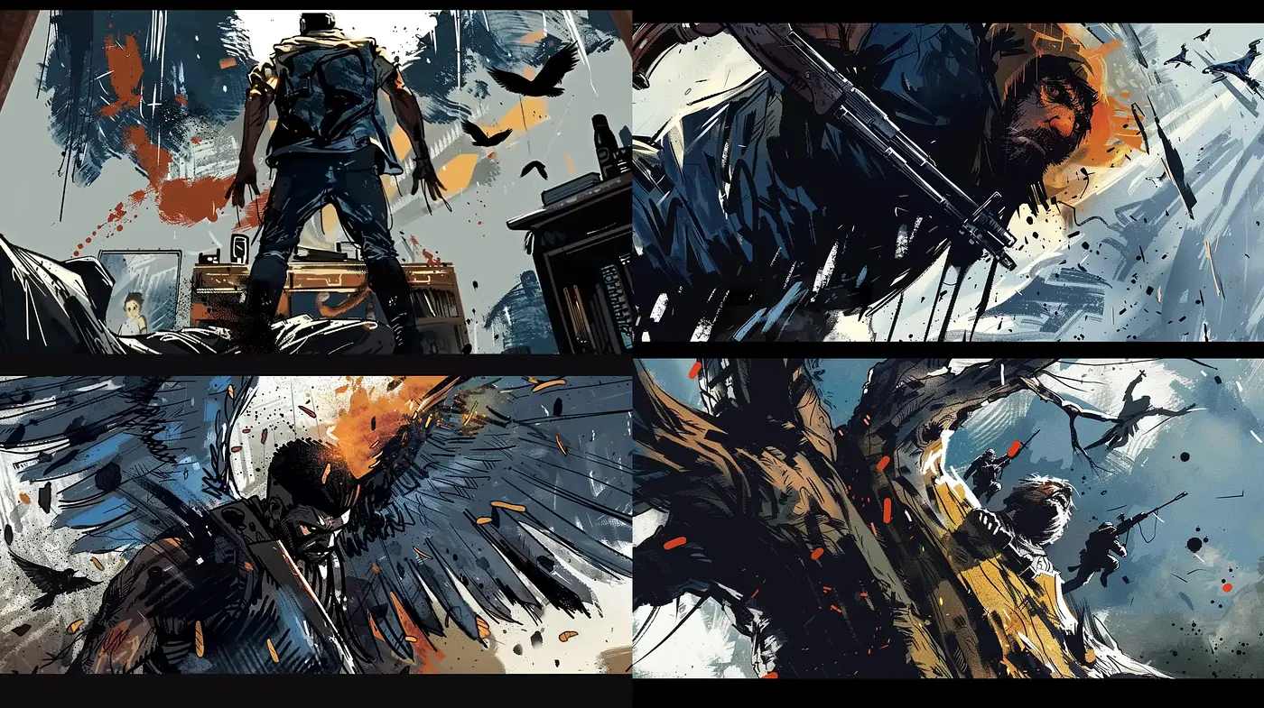 Dynamic Brushstroke Energy: An Abstract Expressionist Interpretation of Action - Midjourney sref style