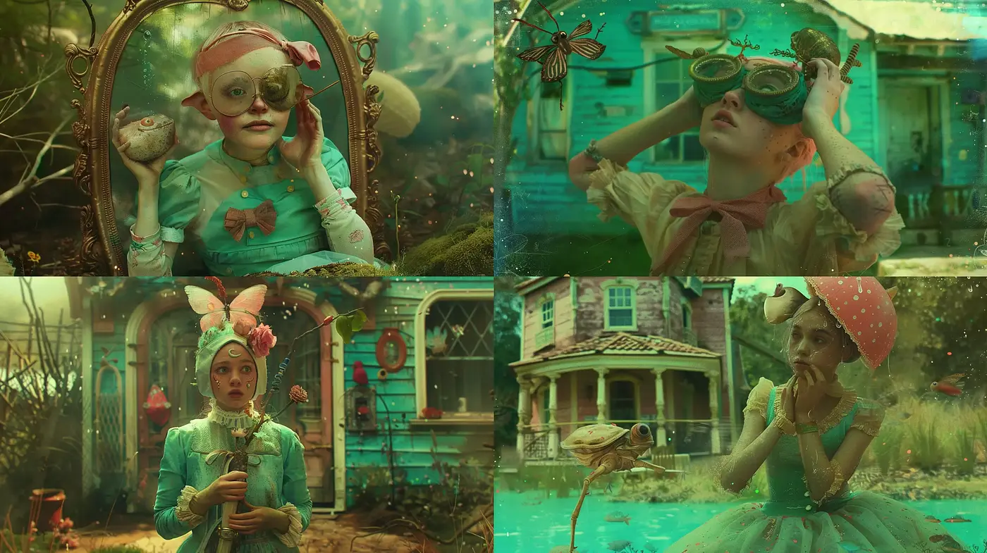 Surreal Enchanted Narrative: A Whimsical Journey Through a Dream-like Vintage Storybook - Midjourney sref style