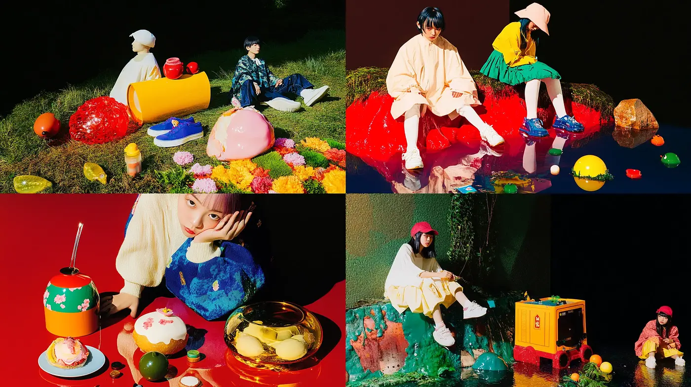 Vivid and Eclectic Contrasts: A Theatrical Display of Color and Form - Midjourney sref style