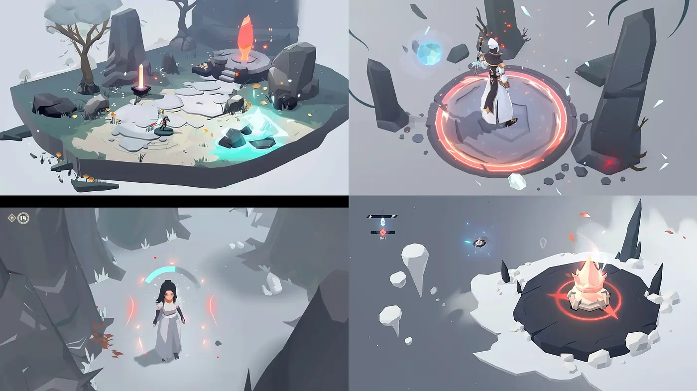 Ethereal Isometric Enchantment: A Harmonious Blend of Serene Palette and Geometric Poise - Midjourney sref style