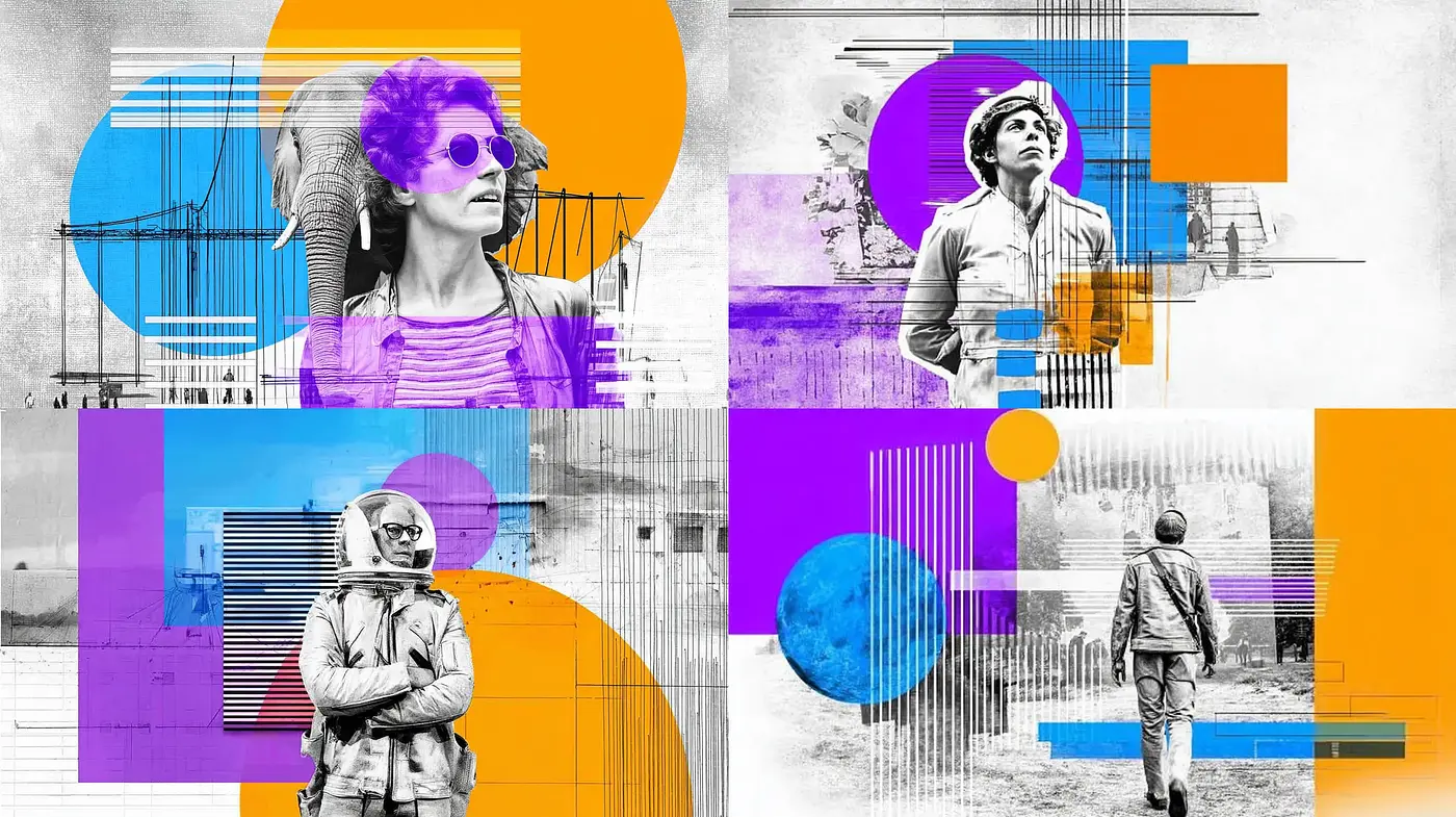 Dynamic and Playful Collage Art with Graphic Abstraction - Midjourney sref style