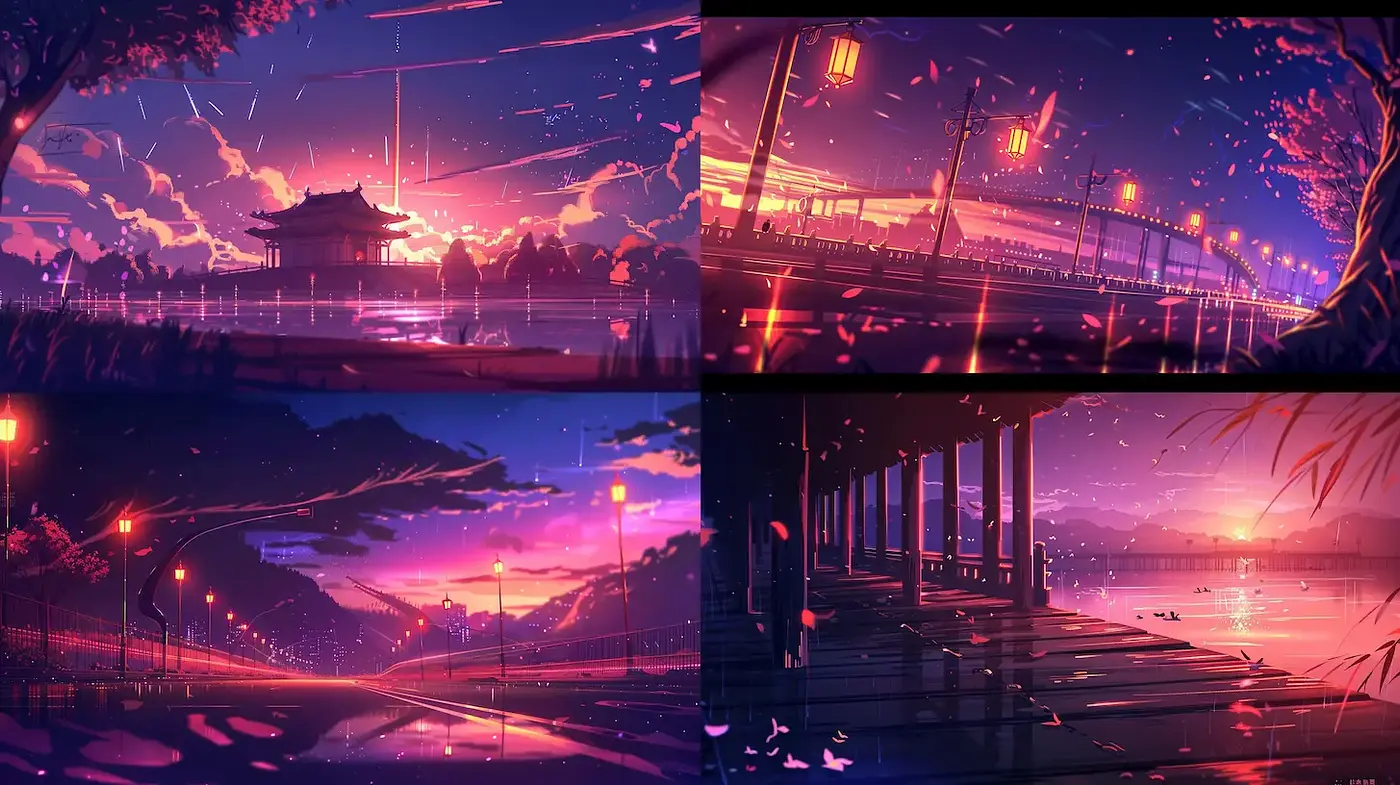 Ethereal Landscapes with Vibrant Reflections at Dusk - Midjourney sref style