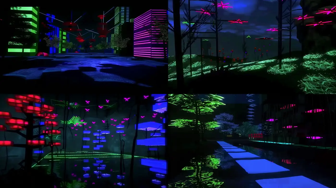 Neon Nightscapes: A Luminescent Journey Through Stylized Urban Vistas - Midjourney sref style