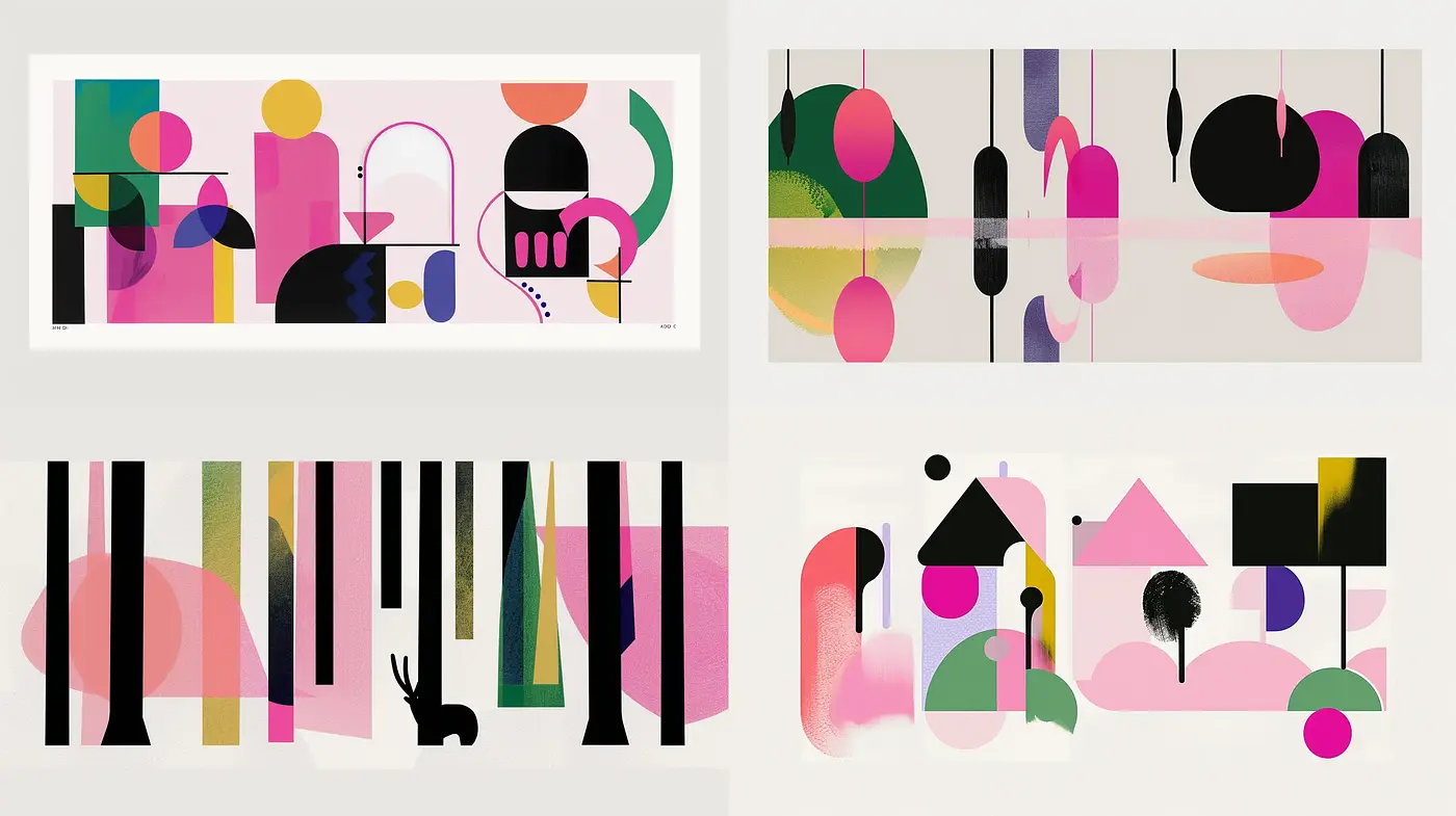 Geometric Abstraction in Modern Hues - Midjourney sref style