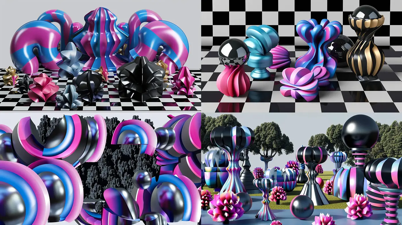Surrealistic Play of Chromatic Curves and Reflections - Midjourney sref style
