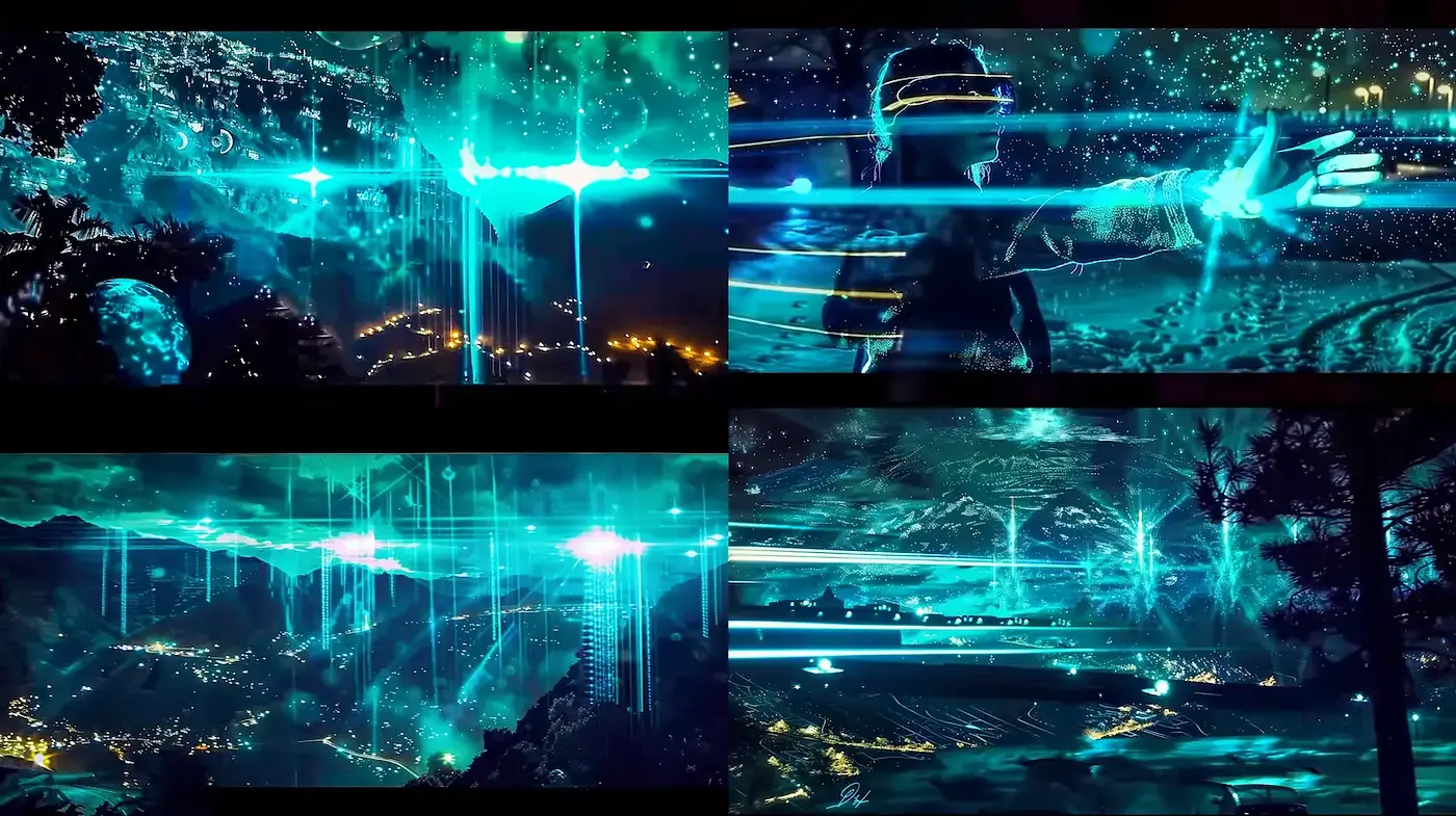Futuristic Cybernetic Landscape with Consistent Ethereal Elements - Midjourney sref style