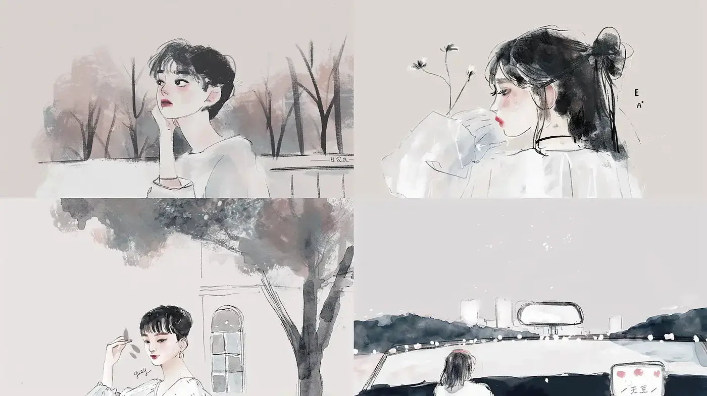 Whimsical and Delicate Watercolor Illustrations with a Modern Aesthetic - Midjourney sref style