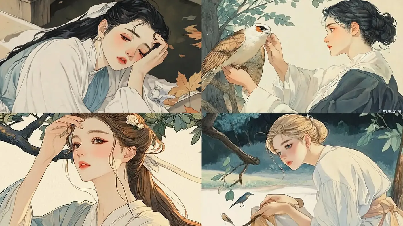 Ethereal Elegance in Soft Pastel: A Tranquil Fusion of East Asian Artistic Grace - Midjourney sref style