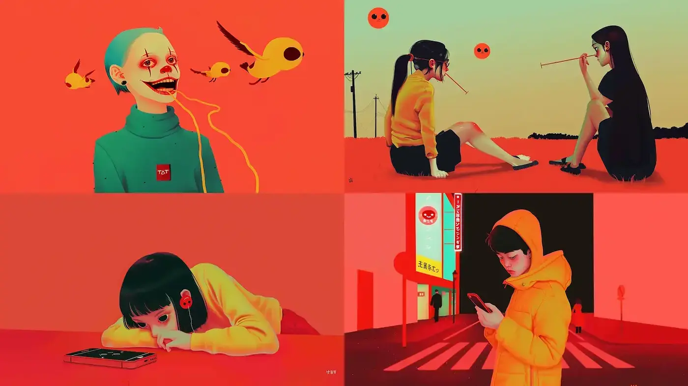 Vibrant and Surreal Illustrations with Urban Undertones - Midjourney sref style
