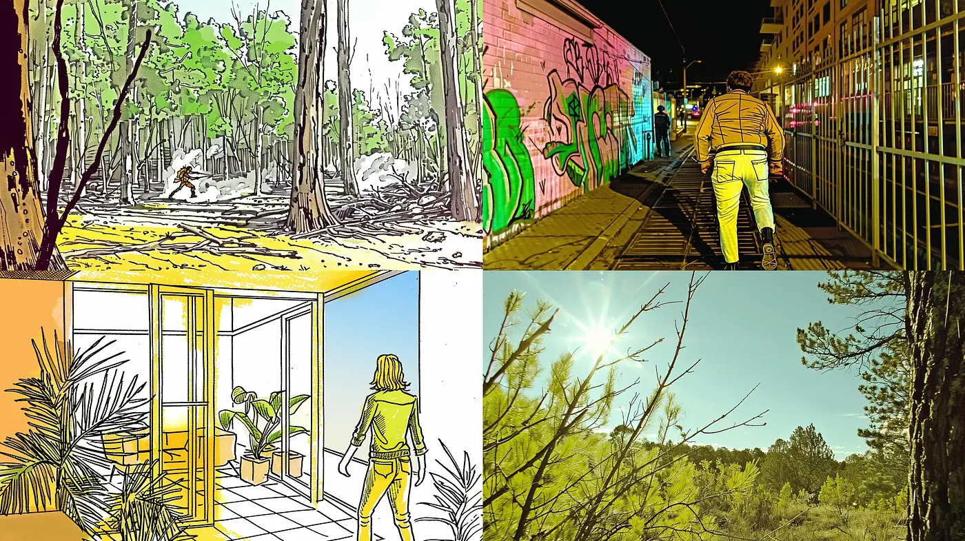 Saturated Hues and Bold Outlines: A Graphic Novel-Inspired Aesthetic - Midjourney sref style