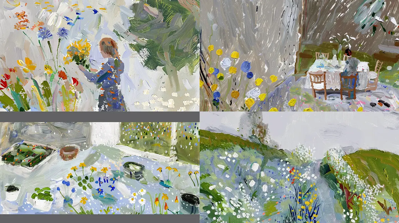 Impasto Brushstrokes in a Pastoral Symphony - Midjourney sref style