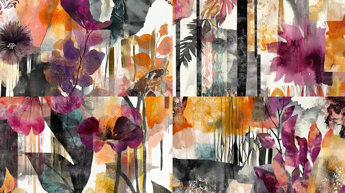 Abstract Botanical Fusion in Autumnal Hues - Midjourney sref style