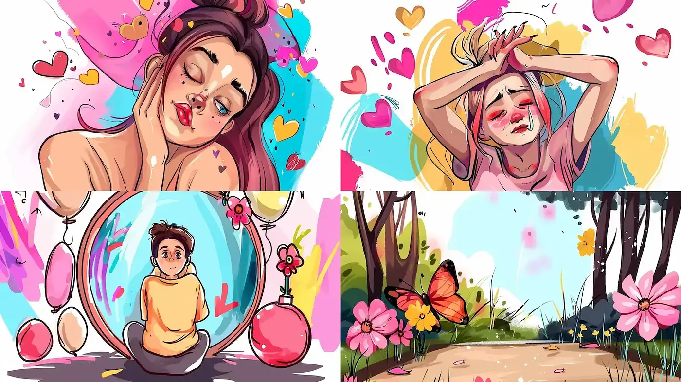 Whimsical Expressions of Emotion through Vibrant Storybook Illustration - Midjourney sref style