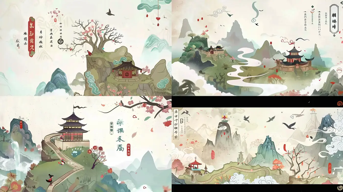 Ethereal Eastern Landscapes: A Fusion of Traditional Ink Techniques and Contemporary Digital Artistry - Midjourney sref style
