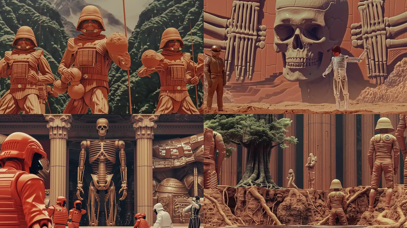 Retro Futuristic Expedition in Sepia Tones - Midjourney sref style
