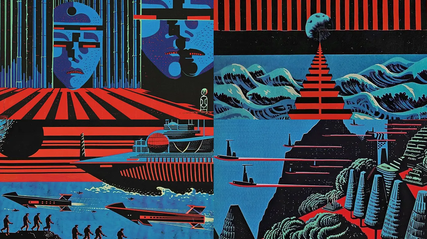 Futuristic Retro Synthwave Dreamscape - Midjourney sref style