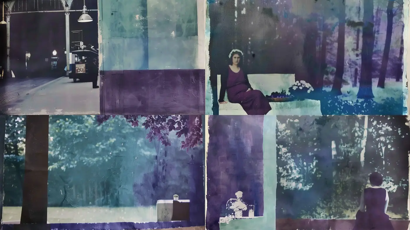 Ethereal Forested Hues in Abstract Expressionist Fusion - Midjourney sref style