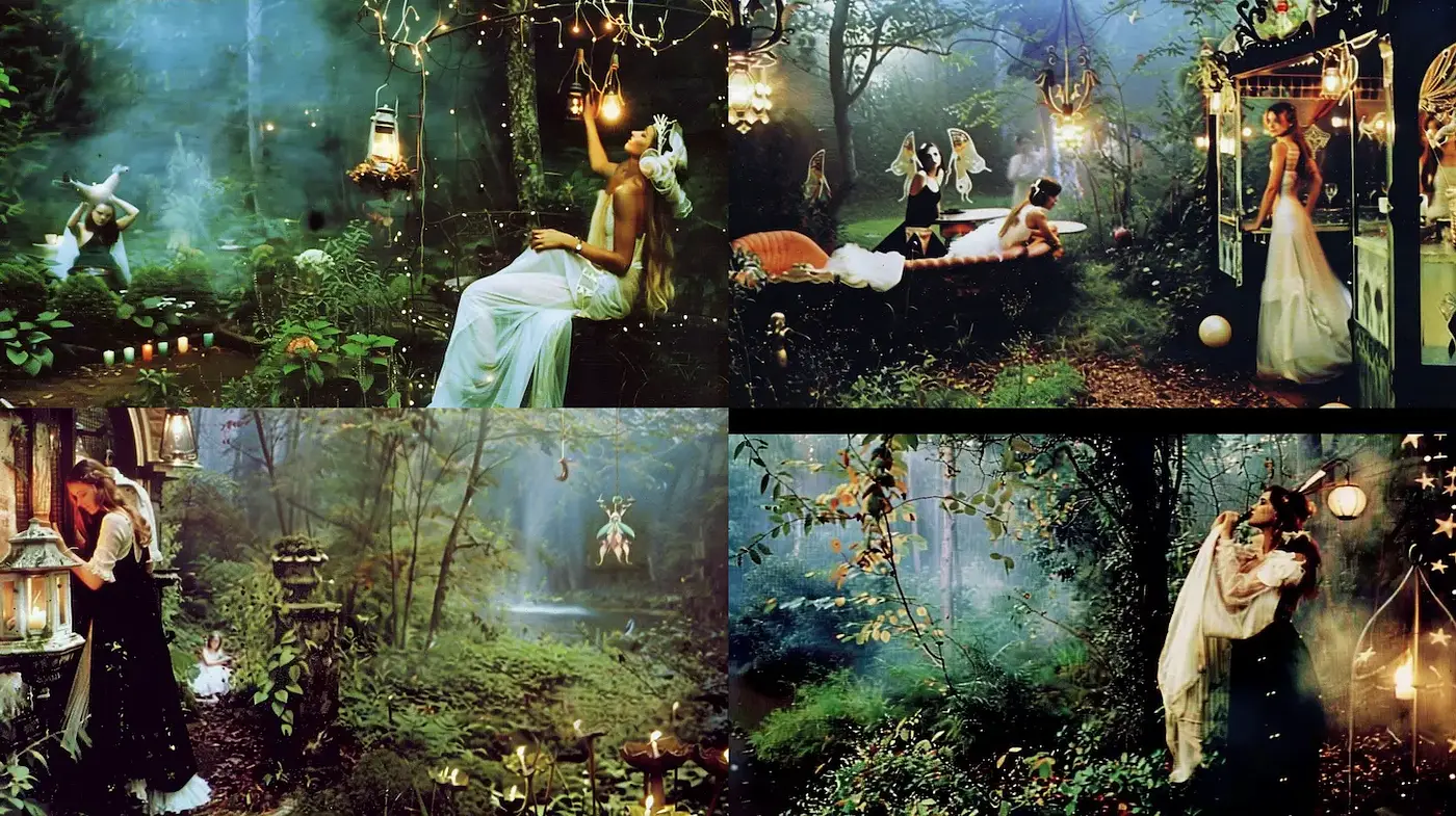 Enchanted Forest Dreamscape with Ethereal Elements - Midjourney sref style
