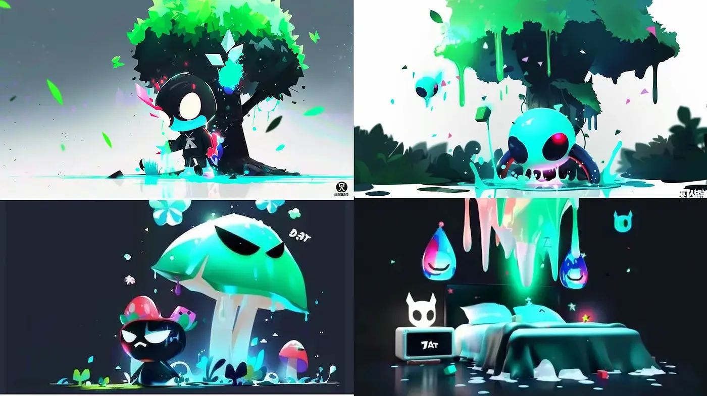 Whimsical and Dreamlike Aesthetic with Fluid Elements - Midjourney sref style