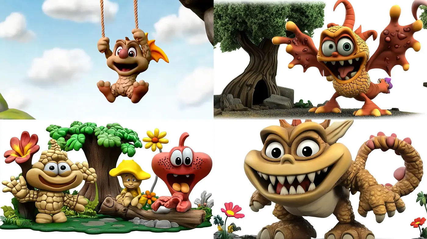 Whimsical Creatureland: A Vibrant and Playful 3D Animation Style - Midjourney sref style
