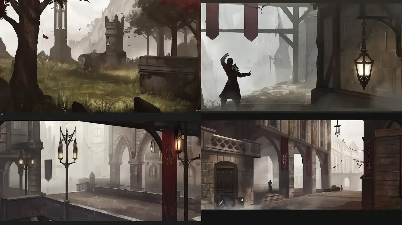 Mysterious and Atmospheric Scenes with Gothic Influences - Midjourney sref style