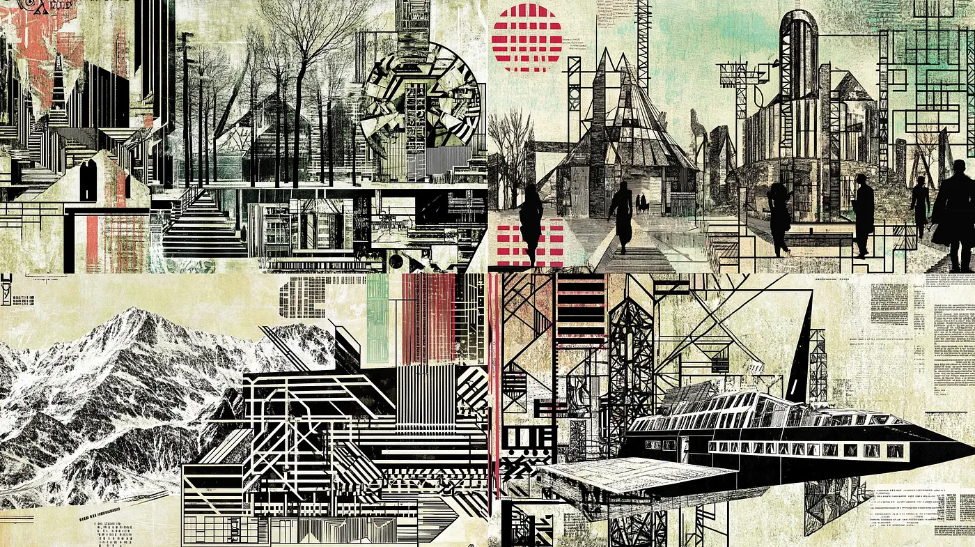 Architectural Collage of Modernity and Ephemera - Midjourney sref style