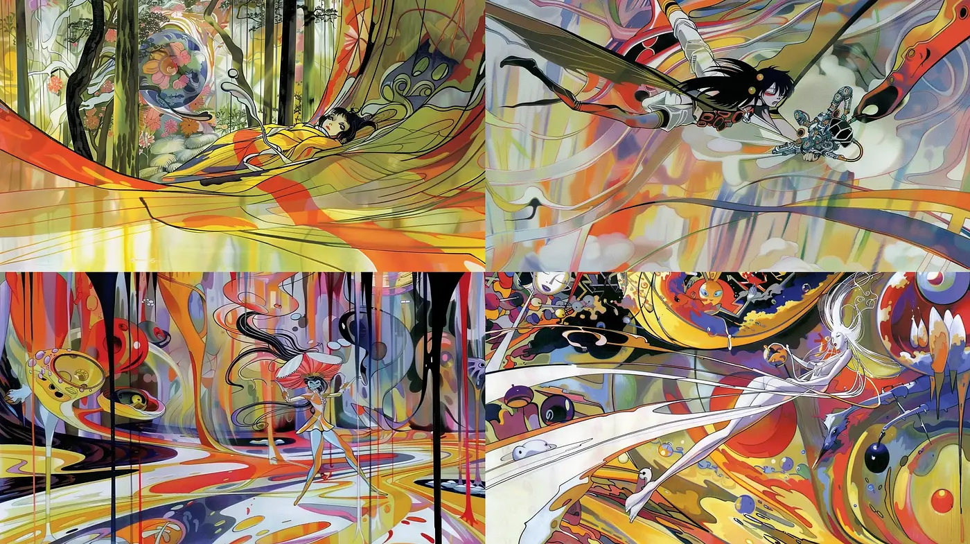 Psychedelic Fusion of Abstraction and Anime - Midjourney sref style