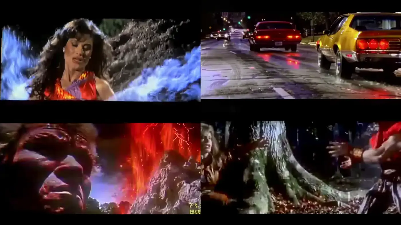 Dramatic Cinematic Style with Vivid Textures and Electric Color Contrasts - Midjourney sref style