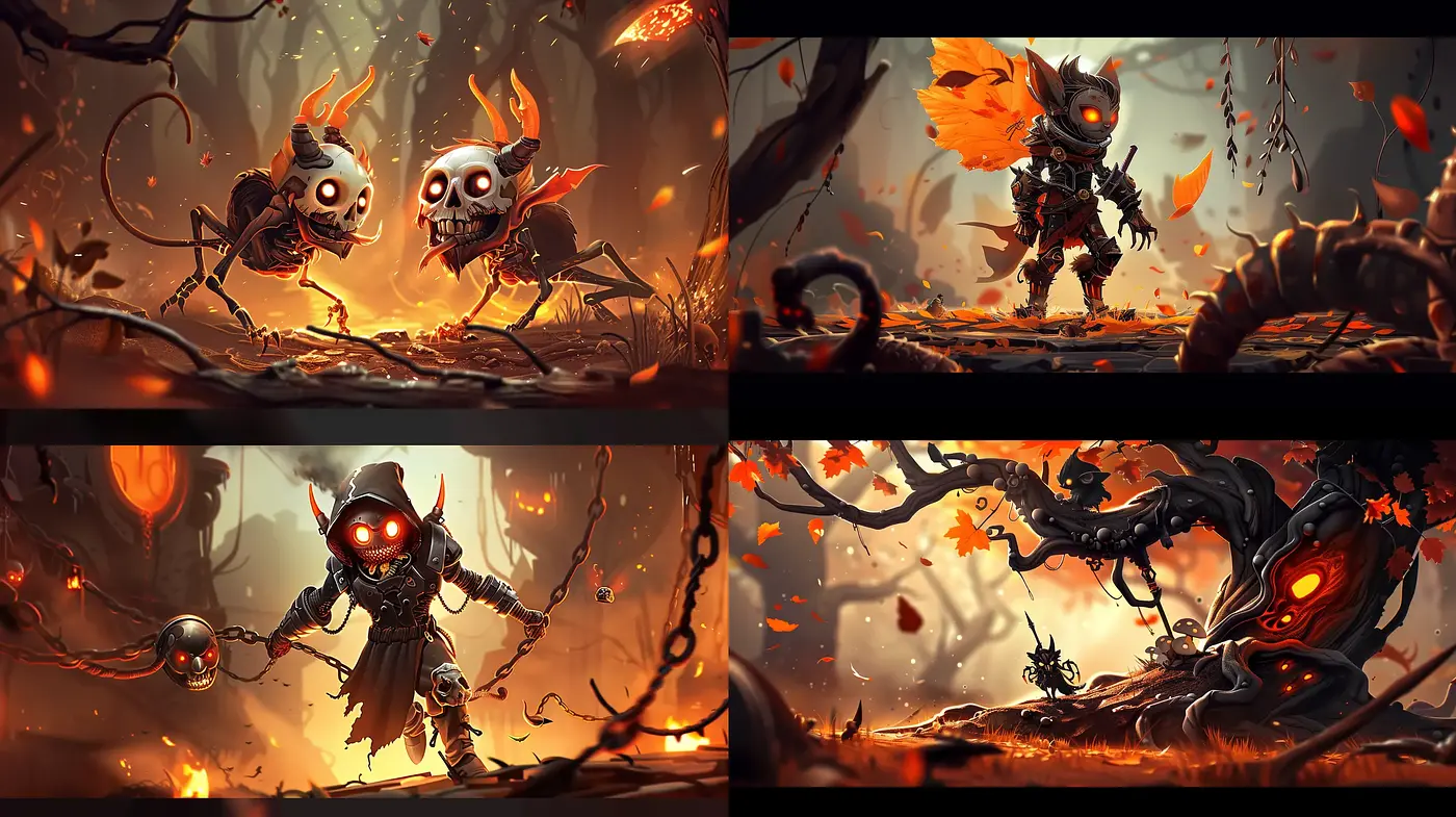 Autumnal Twilight: An Evocative Fusion of Warm Tones and Dynamic Fantasy - Midjourney sref style
