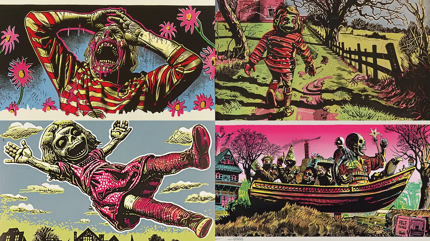 Eclectic Retro Comic Fusion with Vibrant Expressionist Undertones - Midjourney sref style