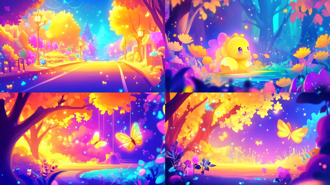 Luminous Enchanted Worlds: A Symphony of Vivid Colors and Dreamy Landscapes - Midjourney sref style