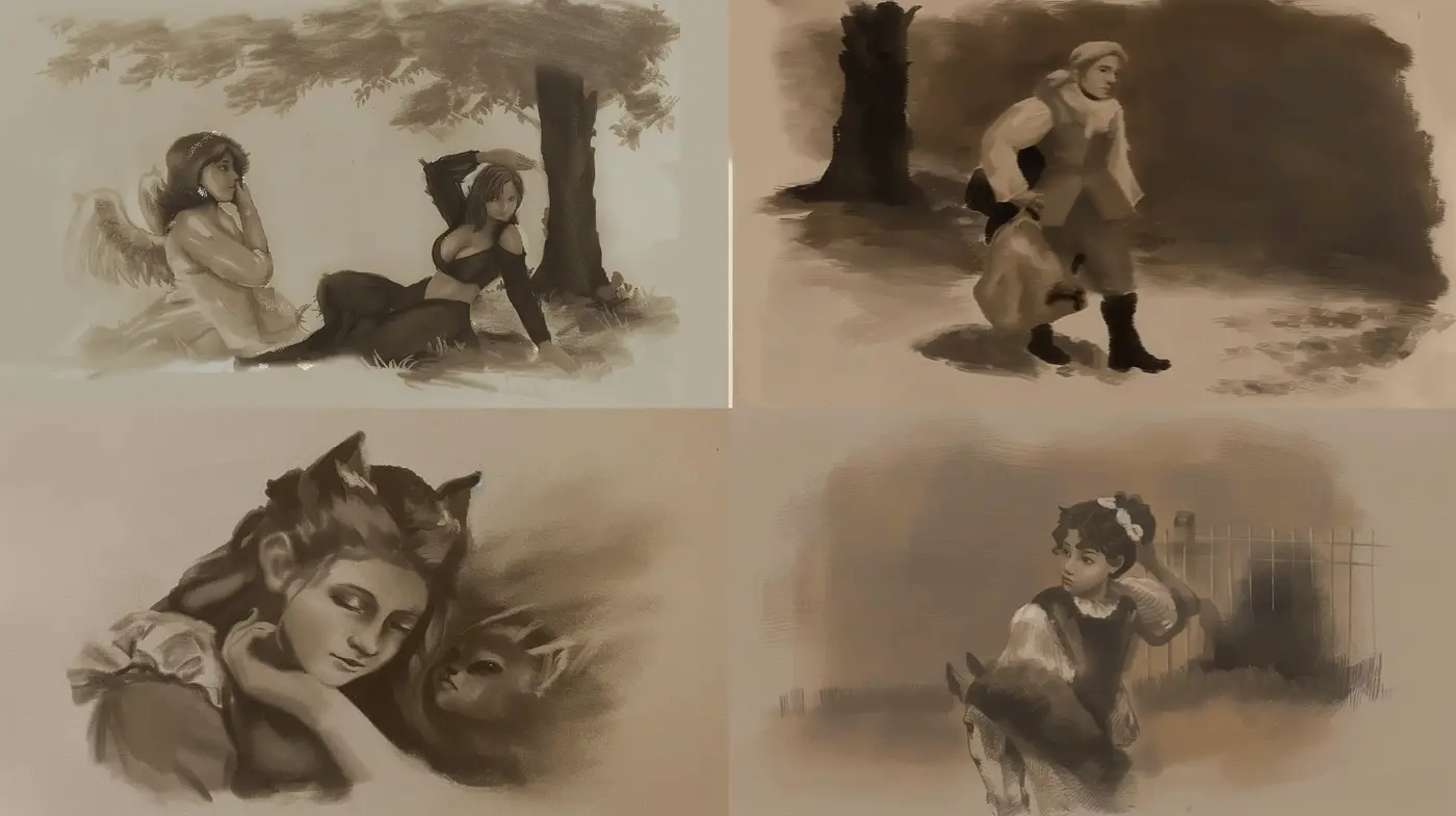 Whispered Sepia Memories: A Homage to Classic Illustrative Techniques - Midjourney sref style