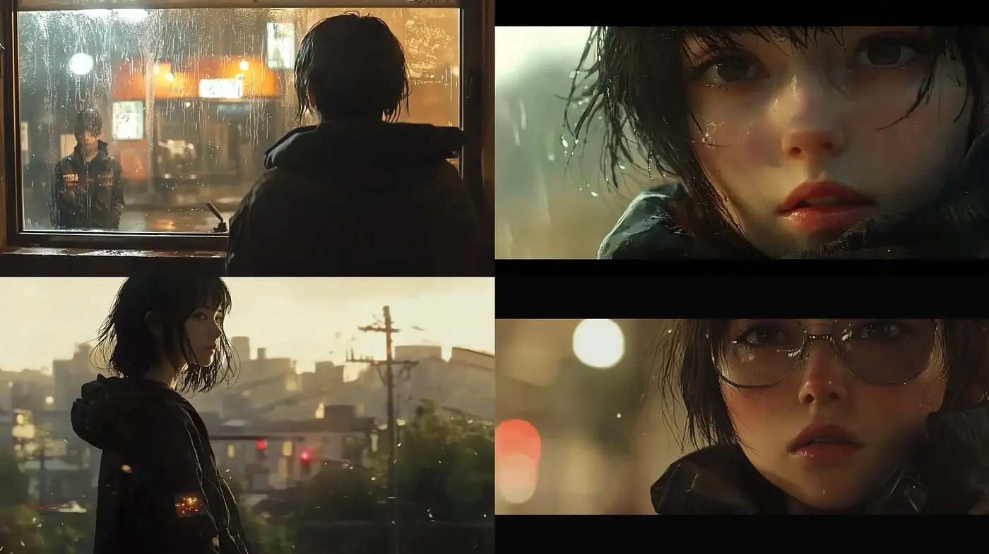 Atmospheric Rain-Drenched Cinematic Portraits - Midjourney sref style