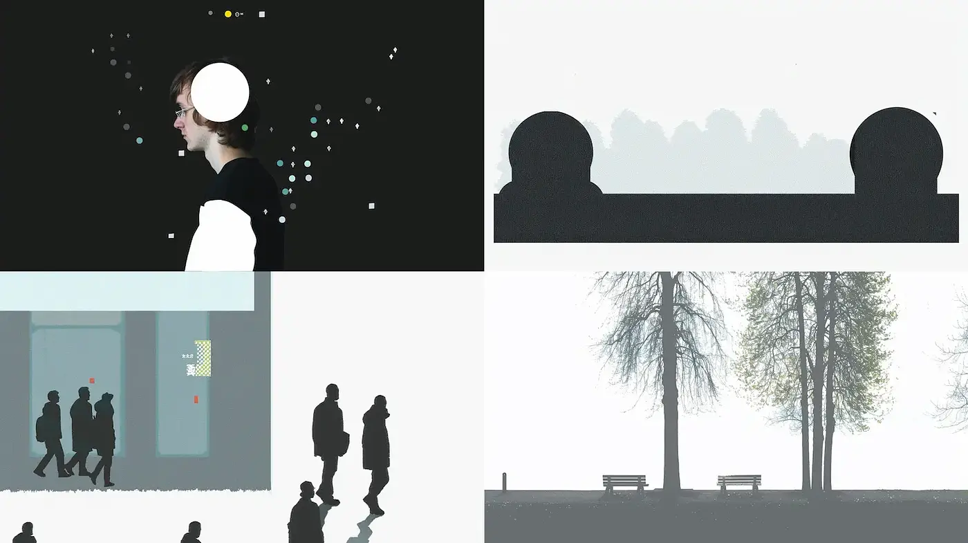 Exploration of Minimalism and Silhouette Compositions in Digital Art - Midjourney sref style