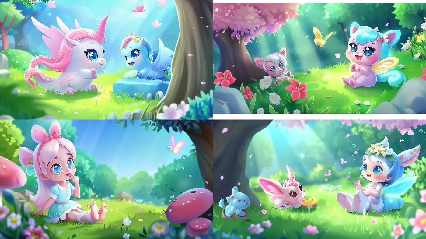 Enchanted Whimsy: A Dreamy Pastel Menagerie - Midjourney sref style