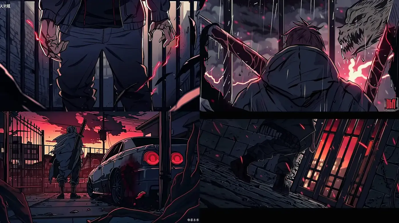 Dynamic Urban Dystopia with Neon Accents and Cartoon-inspired Aesthetics - Midjourney sref style