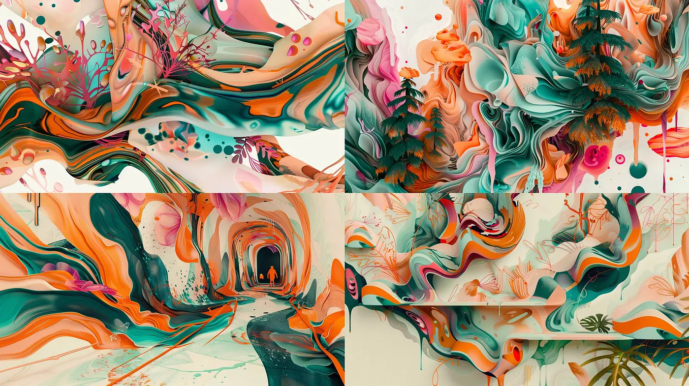 Surreal Organic Swirls: A Diverse Palette of Fluidity - Midjourney sref style