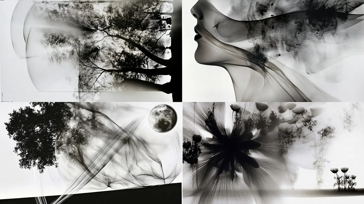 Ethereal Monochrome Dreamscape - Midjourney sref style