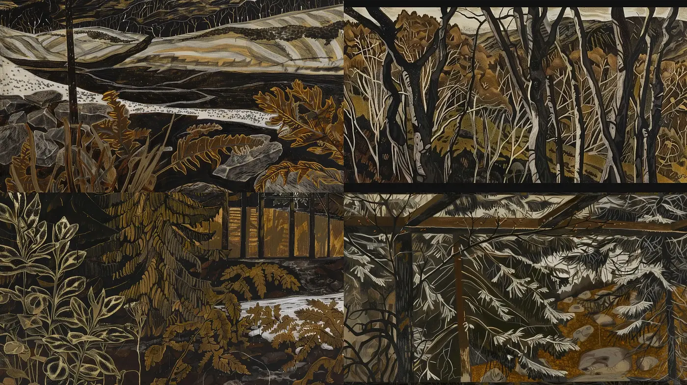 Monochromatic Twilight: A Study in Sepia-Toned Nature - Midjourney sref style