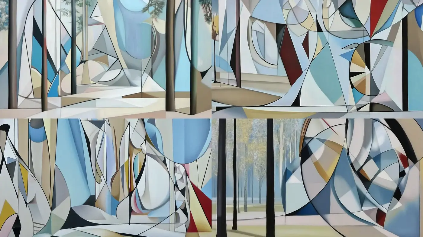 Harmonized Geometric Abstraction in Serene Coloration - Midjourney sref style