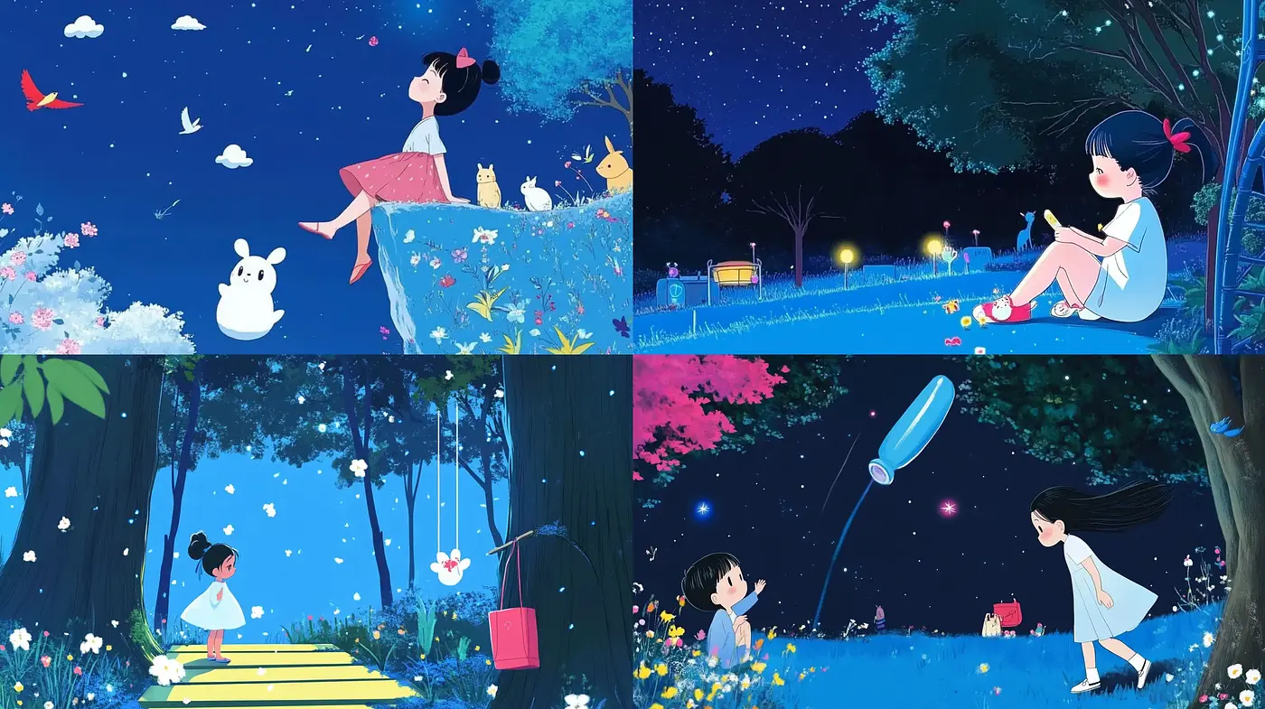 Enchanted Twilight Serenity: A Study in Contemporary Anime-Inspired Digital Illustration - Midjourney sref style