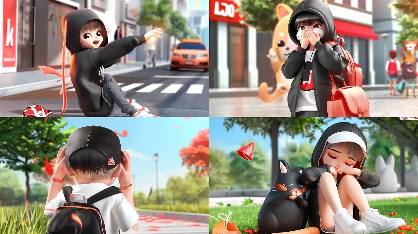 Playful Anime-Inspired Vignettes with a Vivid Color Harmony - Midjourney sref style