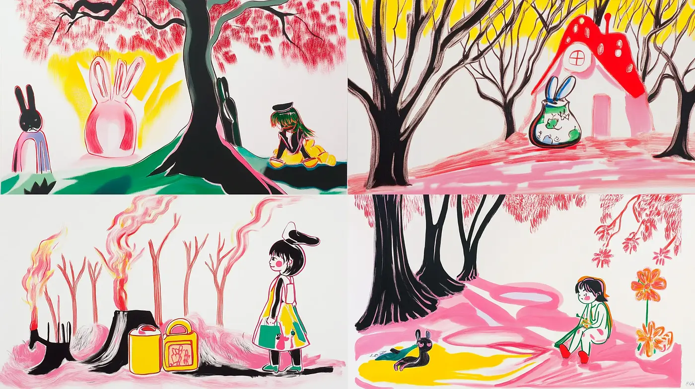 Playful and Whimsical Illustration with Candy-Toned Harmony - Midjourney sref style