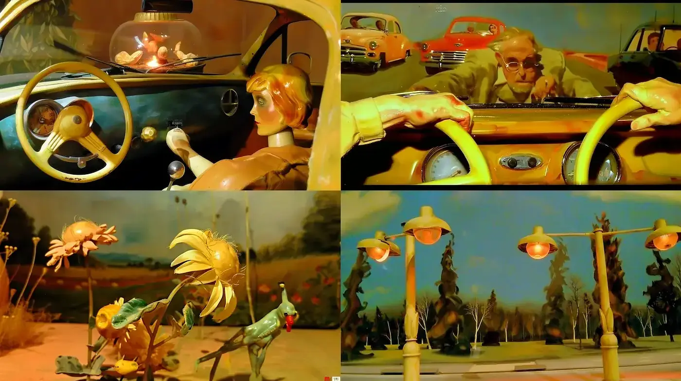 Sunset Hues and Retro Futurism Fusion - Midjourney sref style